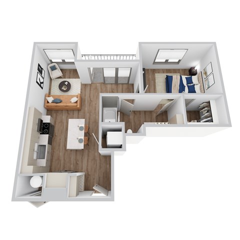 Floor plan for 1 bed, 1 bath, 778 sqft